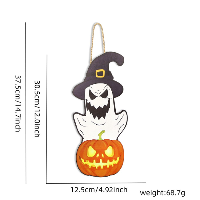 OEM - Halloween Hängande Pumpa Fladdermus Spöke Trä - Ghost and Pumpkin