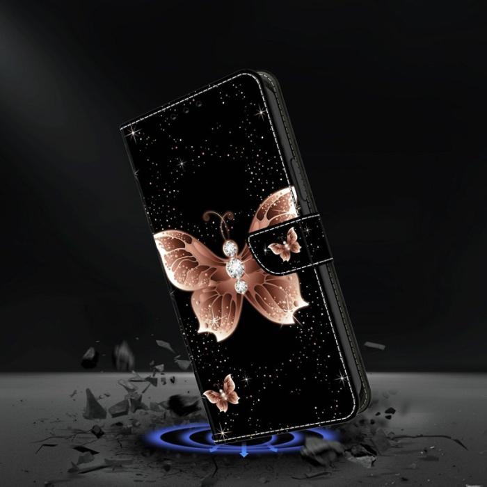OEM - Samsung Galaxy A37 Plånboksfodral Konstläder - Rosa Diamantfjäril