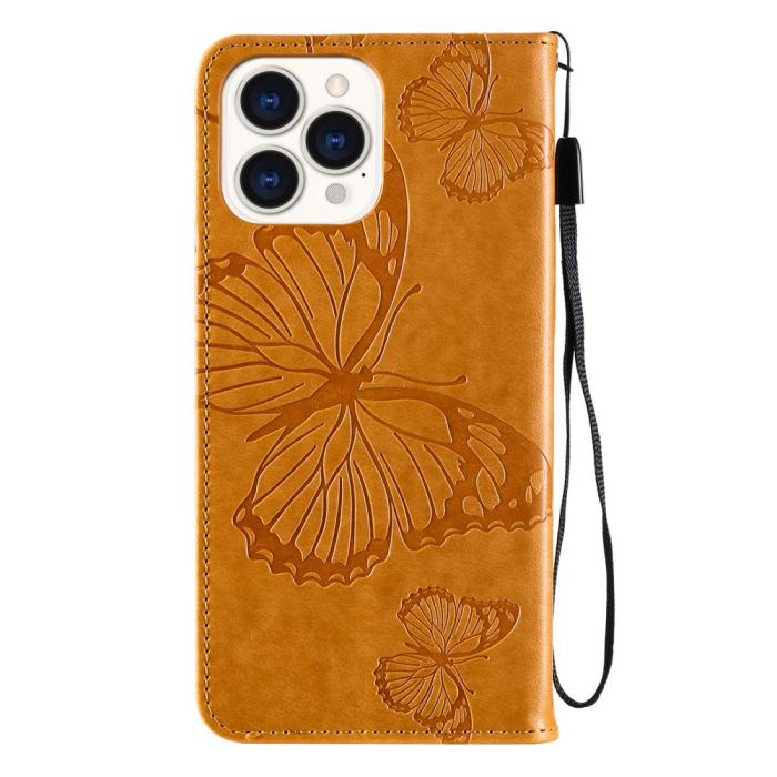OEM - Fjärilar Plånboksfodral iPhone 13 Pro - Gul