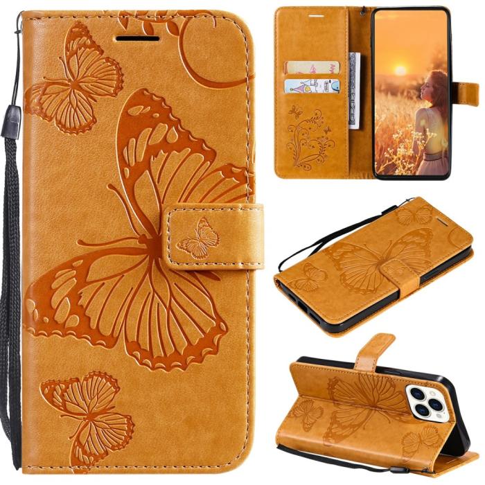OEM - Fjärilar Plånboksfodral iPhone 13 Pro - Gul