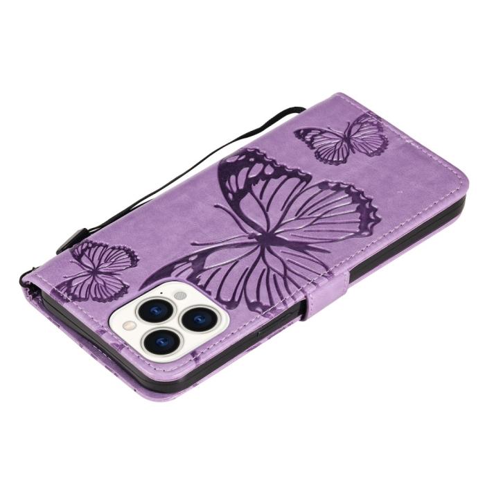 OEM - Fjärilar Plånboksfodral iPhone 13 Pro - Lila