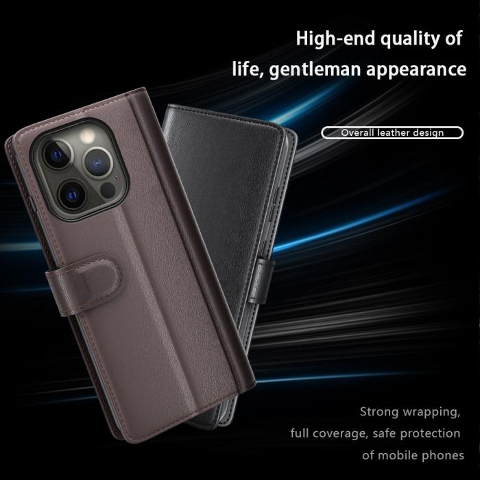 OEM - Äkta Läder Fodral till iPhone 13 Pro - Brun