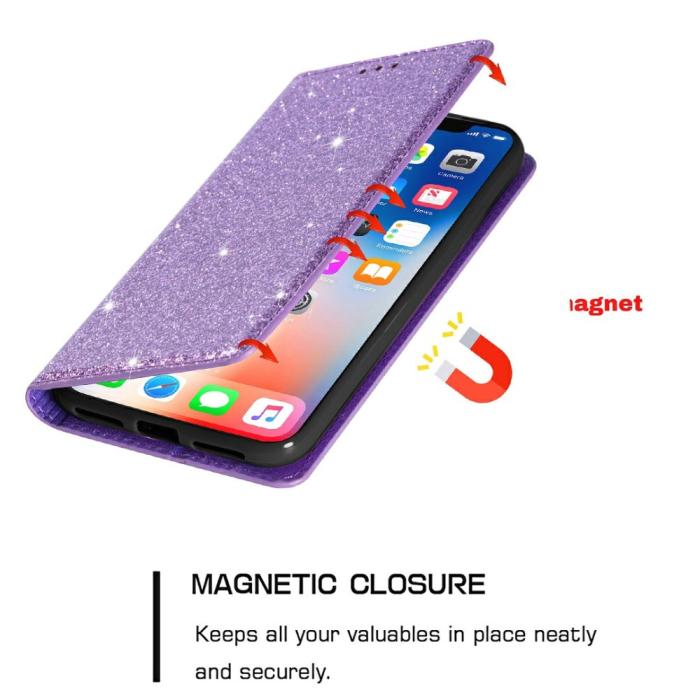OEM - Glittrande Plånboksfodral iPhone 13 Pro - Lila