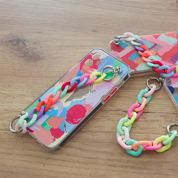 OEM - Flexible Chain Pendant skal iPhone 12 & 12 Pro - Flerfärgad