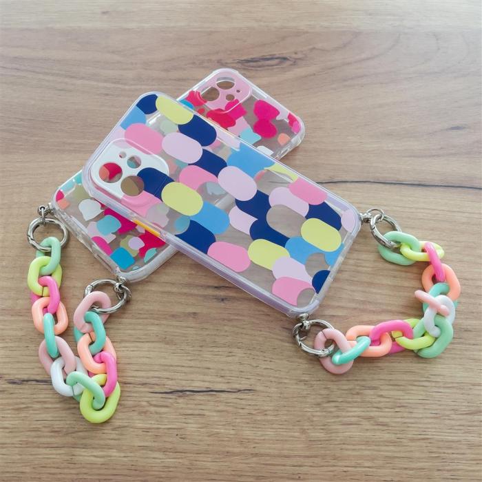 OEM - Flexible Chain Pendant skal iPhone 12 & 12 Pro - Flerfärgad