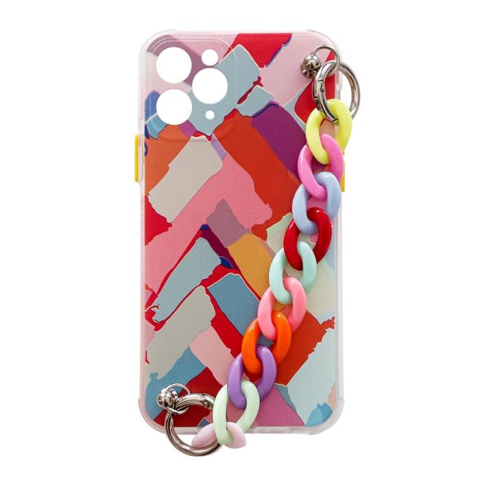 OEM - Flexible Chain Pendant skal iPhone 12 & 12 Pro - Flerfärgad