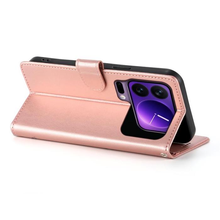 A-One Brand - Xiaomi 17 Pro Plånboksfodral Floral Imprint Med Handledsrem - Roséguld