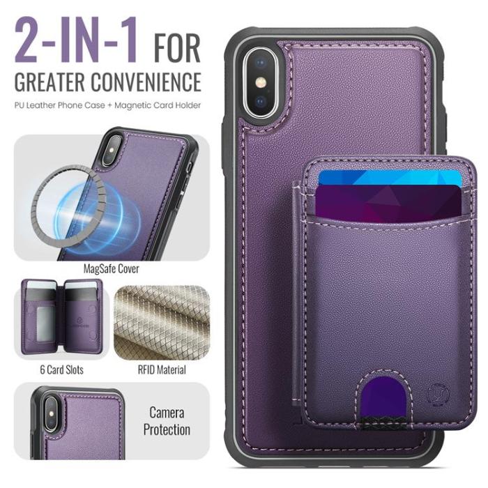 OEM - JEEHOOD Mobilskal till iPhone XS Max MagSafe Läder - Lila