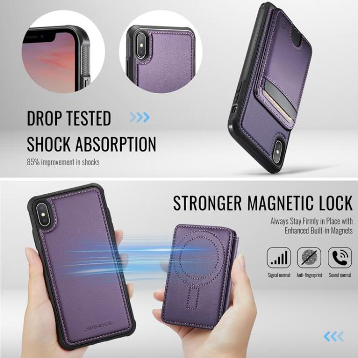 OEM - JEEHOOD Mobilskal till iPhone XS Max MagSafe Läder - Lila
