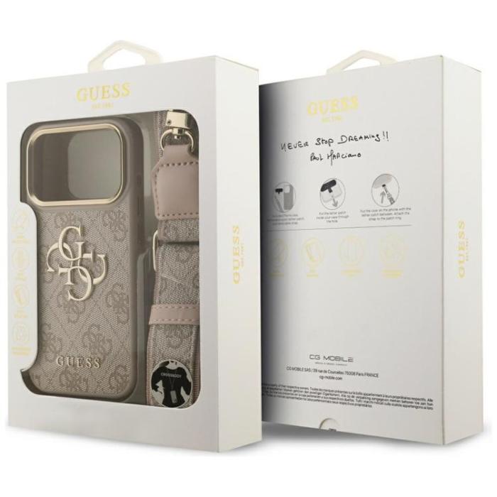 Guess - Guess iPhone 17 Pro Mobilskal 4G Big Classic Logo Big Strap Metal - Rosa