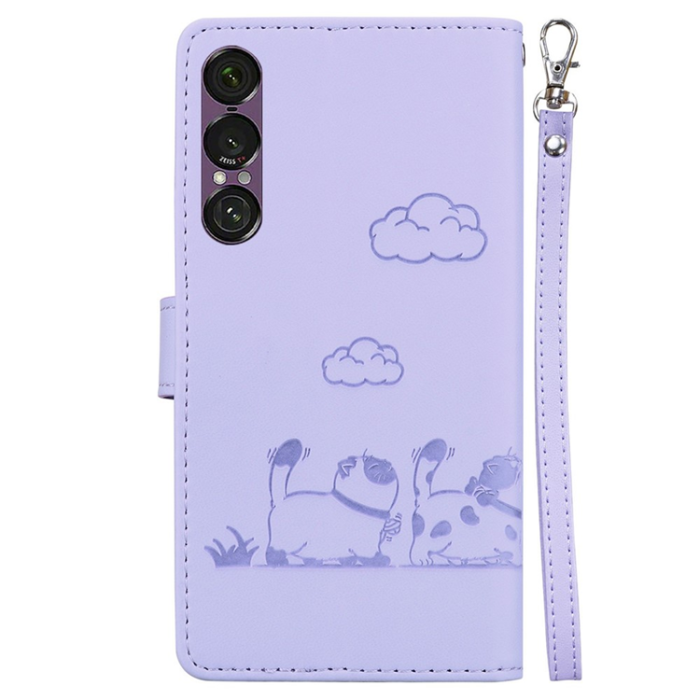A-One Brand - Sony Xperia 1 VII Plånboksfodral RFID Kitten Pattern - Lila