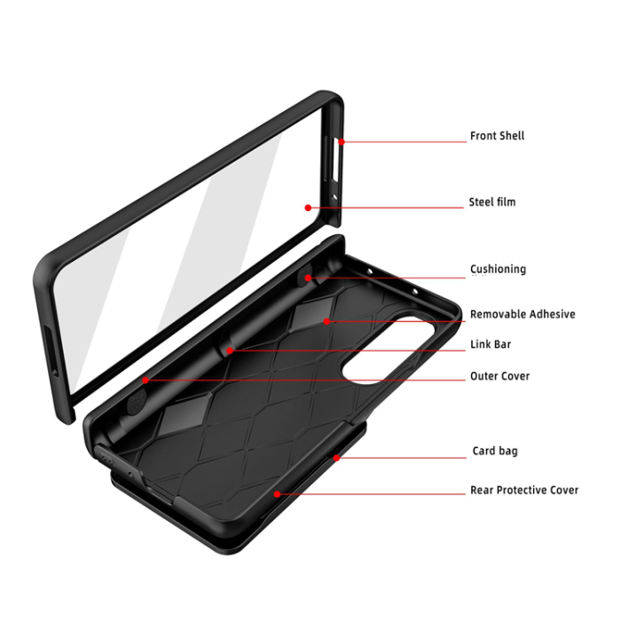 A-One Brand - Galaxy Z Fold 4 Mobilskal Korthållare Kamera Slider - Svart