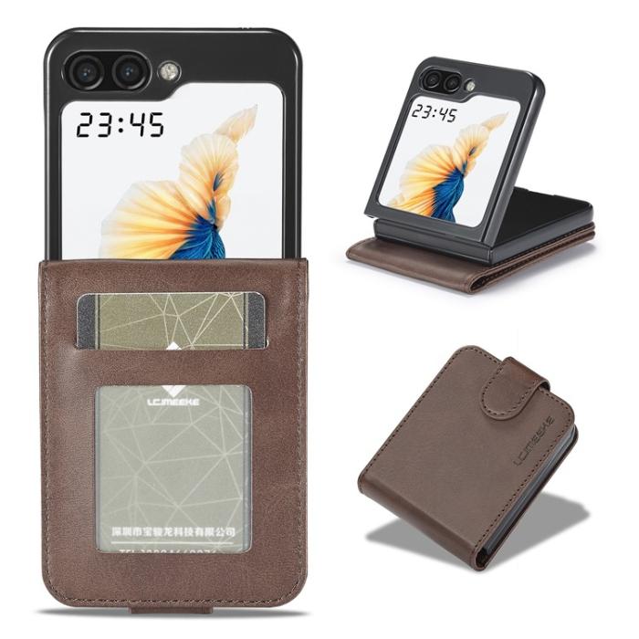LC.imeeke - LC.IMEEKE Galaxy Z Flip 5 Mobilskal Korthållare Calf - Brun
