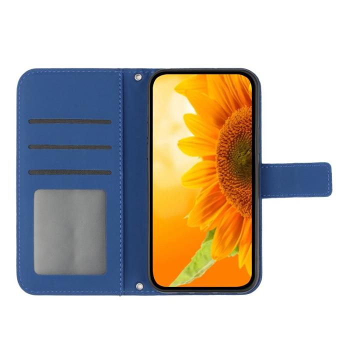 OEM - Samsung Galaxy S26 Plånboksfodral Solros Prägling Konstläder - Safir
