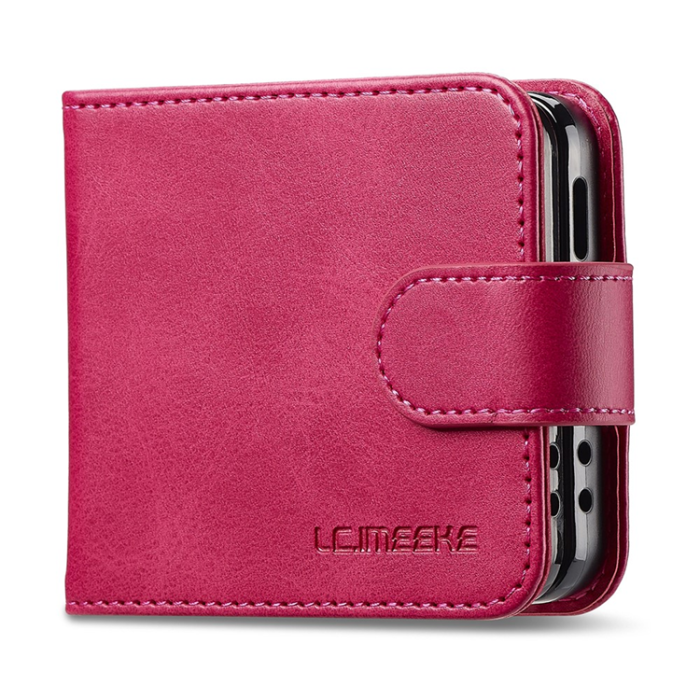 LC.imeeke - LC.IMEEKE Galaxy Z Flip 7 Plånboksfodral Calf Texture - Rosa