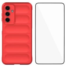 WANLONFENG - WANLONFENG Galaxy A26 Mobilskal med Härdat Glas HD - Röd