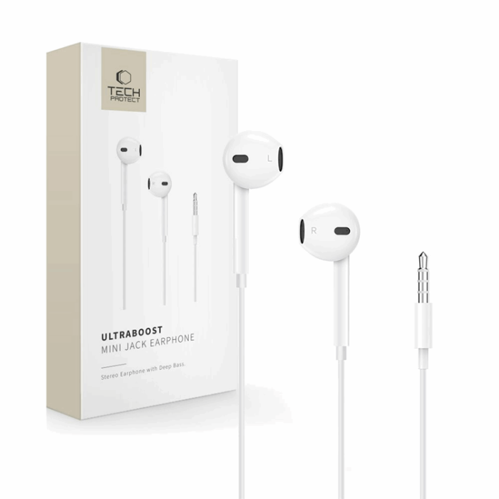 Tech-Protect - Tech-Protect In-Ear Mini Jack Hörlurar Ultraboost Core - Vit