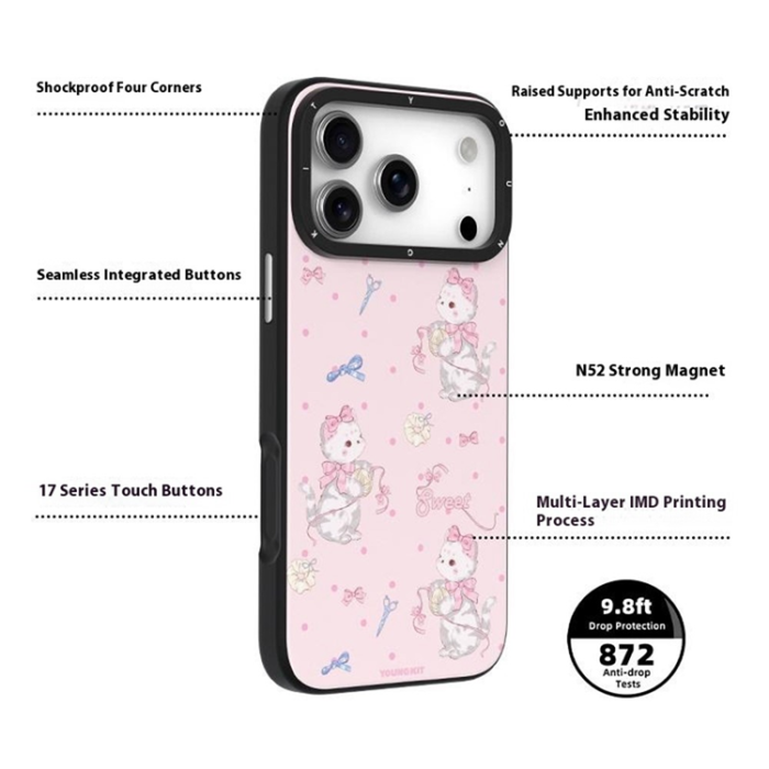 YOUNGKIT - YOUNGKIT iPhone 17 Pro Mobilskal MagSafe Cute Moments - Rosa