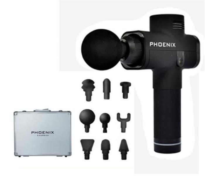 OEM - Phoenix Massagepistol A1 med 9 Massagehuvuden 2400mAh - Svart