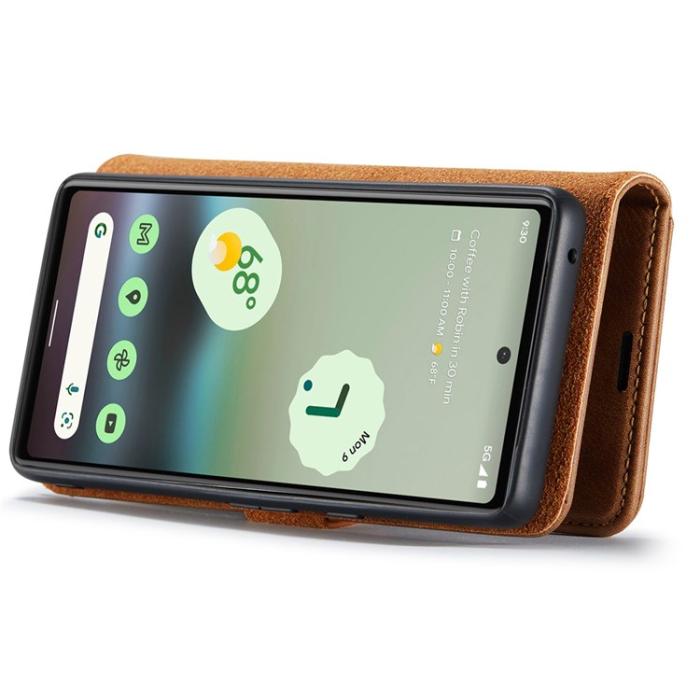 DG.MING - DG.MING Google Pixel 6a Plånboksfodral Detachable 2in1 Äkta Läder - Brun