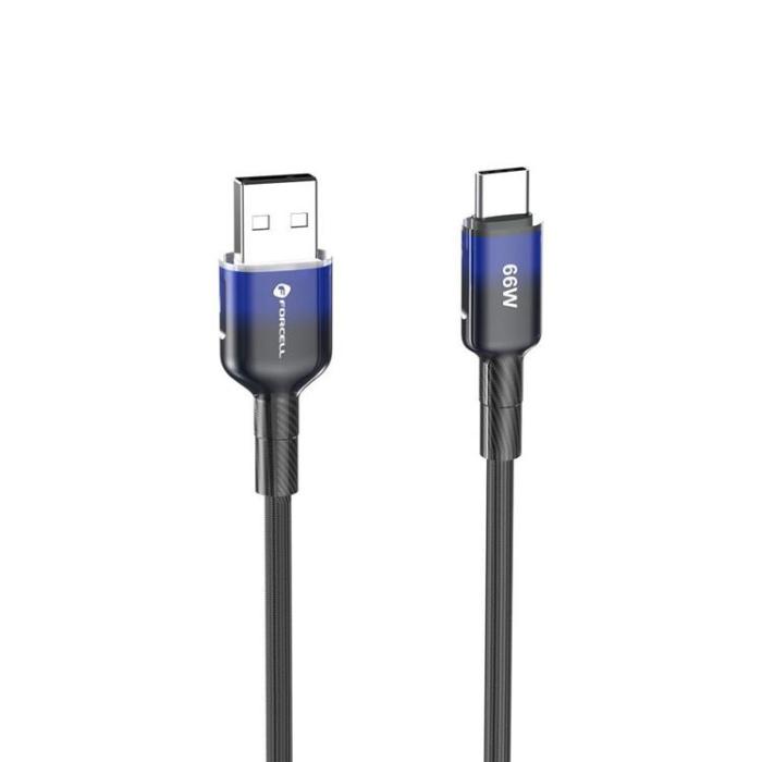 Forcell - FORCELL USB-A till USB-C 66W Kabel 3A 1m QC4.0 C352 - Svart