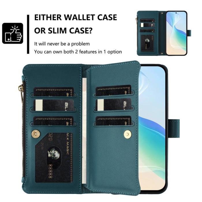 OEM - Samsung Galaxy A57 Plånboksfodral Konstläder 9 Kortfack - Grön