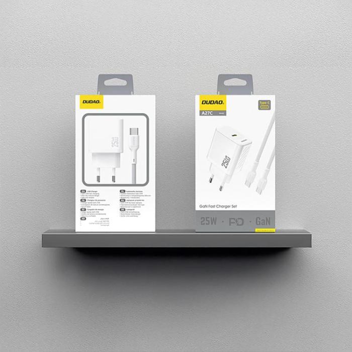 Dudao - Dudao Snabbladdare USB-C PD 25W GaN med USB-C Kabel A27CEU - Vit