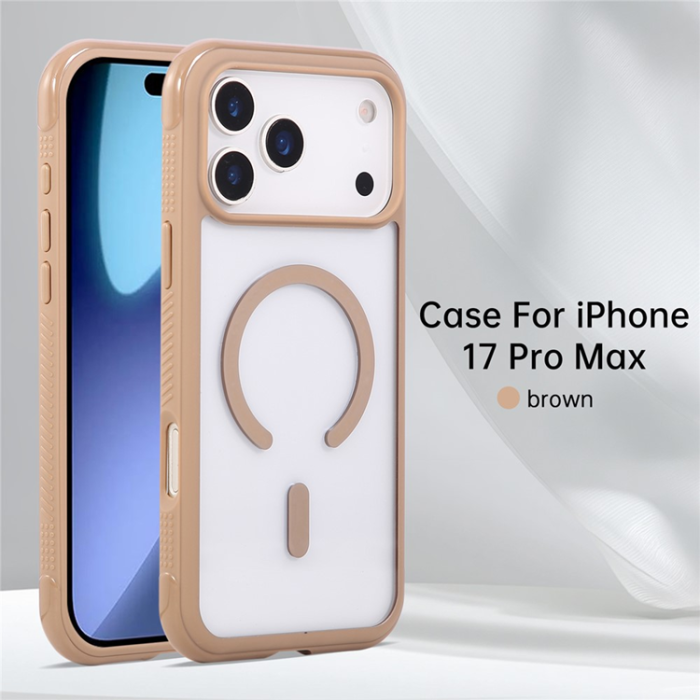A-One Brand - iPhone 17 Pro Mobilskal MagSafe TPU+PC Transparent - Coffee