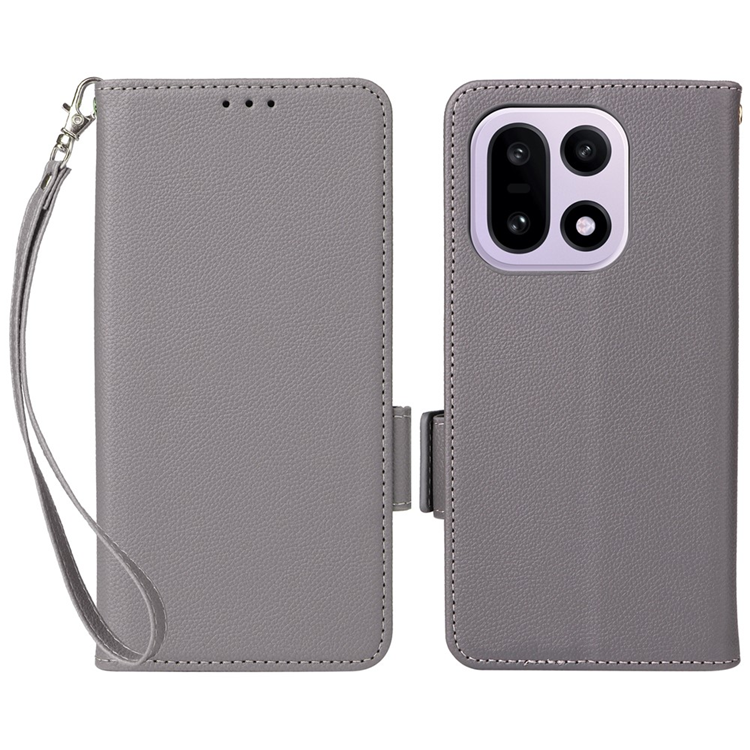 OnePlus 15 5G Plånboksfodral Litchi Texture Konstläder - Grå (Grå) | 2353 | AlltMobil