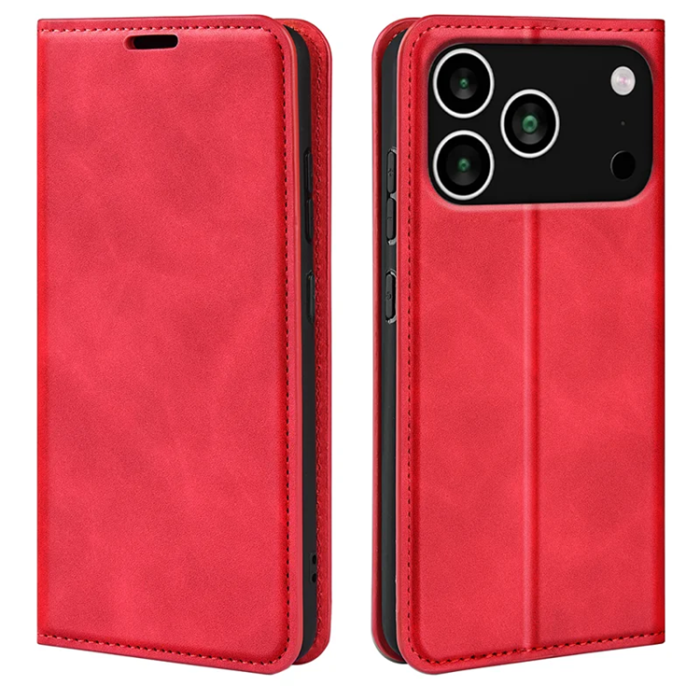 A-One Brand - iPhone 17 Pro Max Plånboksfodral Skin Touch - Röd