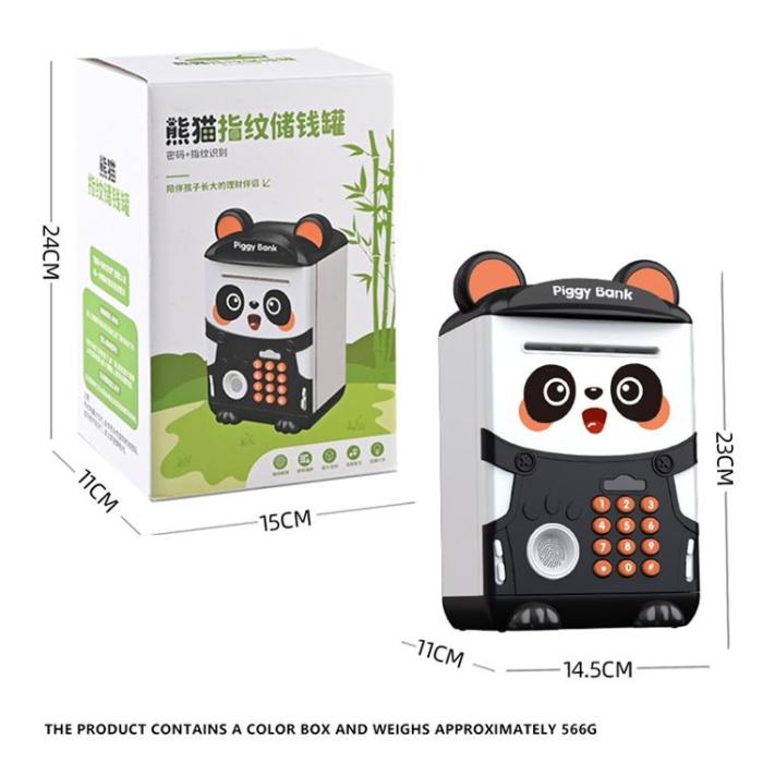 OEM - Sparagris för Barn (3-8 år) Myntburk med Fingeravtrycksbankomat Pandaformad 7602