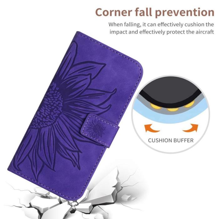 OEM - Samsung Galaxy S26 Plånboksfodral Solros Prägling Konstläder - Mörklila