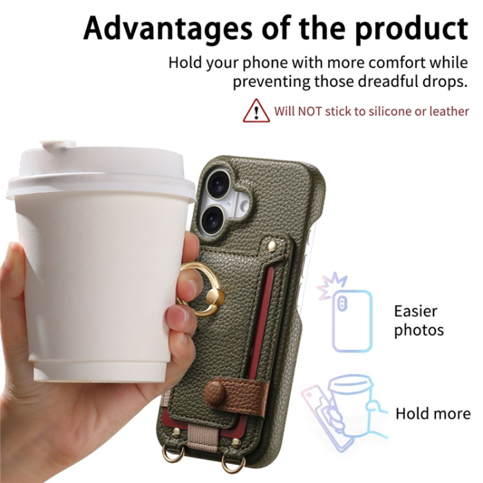 A-One Brand - iPhone 16 Mobilskal med Korthållare Ring Kickstand