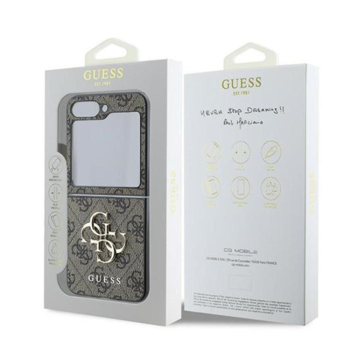 Guess - Guess Galaxy Z Flip 6 Mobilskal Läder 4G Metal Logo - Brun