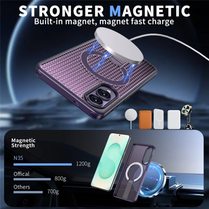 A-One Brand - Mobilskal till Galaxy S25 Edge Magsafe Grid Texture