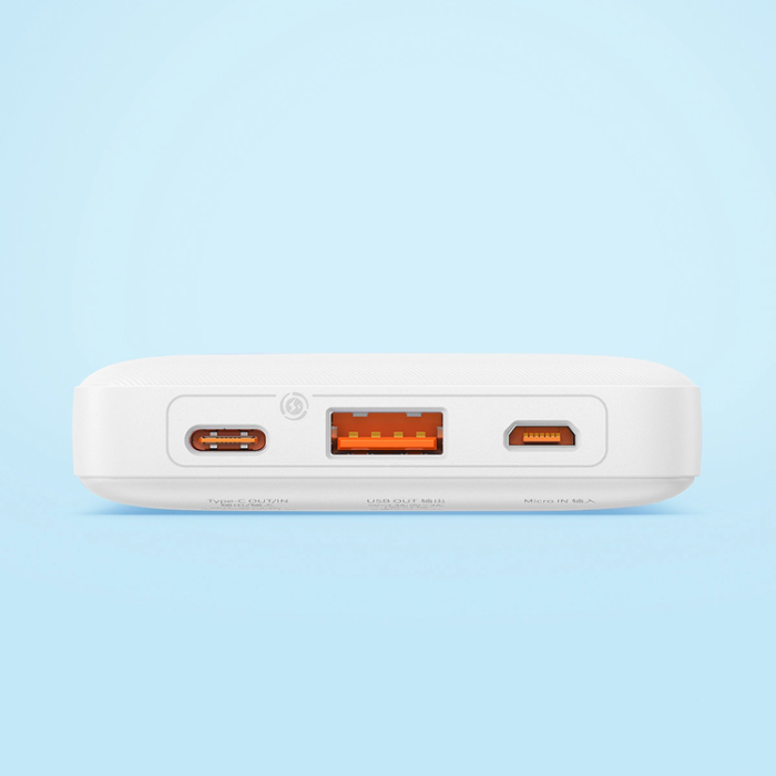BASEUS - Baseus Powerbank 10000 mAh 20W Med USB-A Till USB-C Kabel - Vit