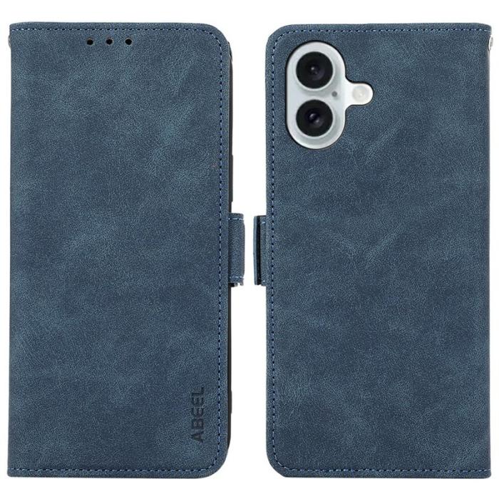 ABEEL - ABEEL iPhone 17 Plånboksfodral Konstläder Folio Ställ Blå