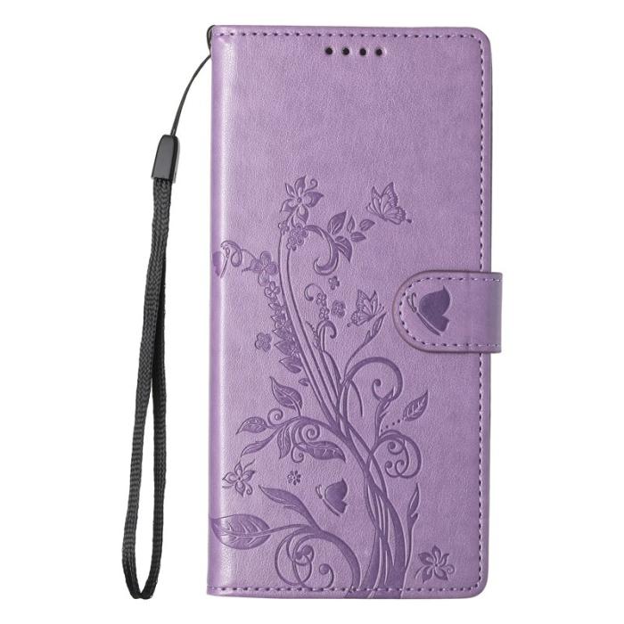 OEM - Samsung Galaxy S26 Plånboksfodral Fjäril Blommönster Konstläder - Lila