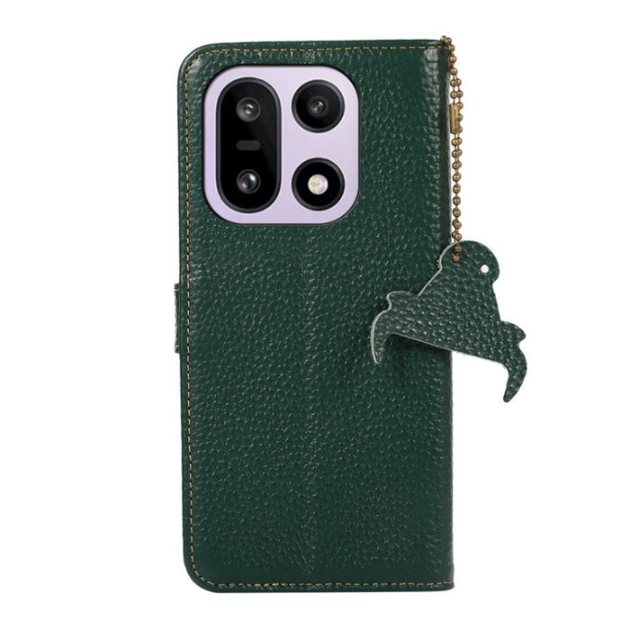 A-One Brand - OnePlus 15 5G Plånboksfodral Äkta Läder RFID Blocking - Grön