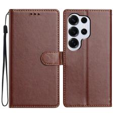OEM - Samsung Galaxy S26 Ultra Pl&aring;nboksfodral Konstl&auml;der St&auml;ll - Brun