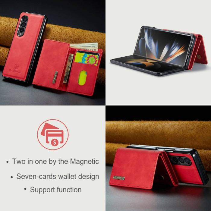 DG.MING - DG.MING Konstläder Plånboksfodral Samsung Galaxy Z Fold3 5G Röd