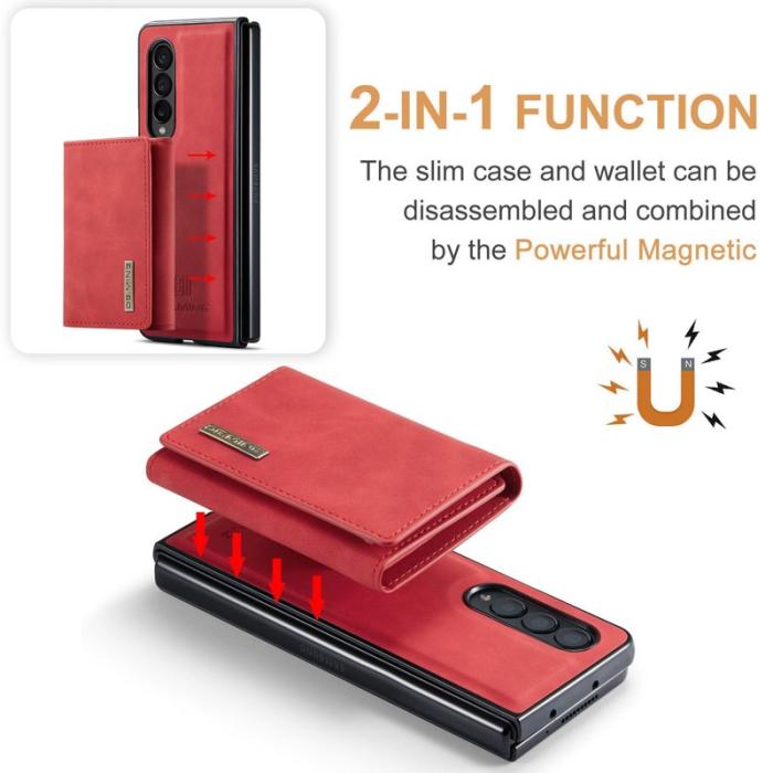 DG.MING - DG.MING Konstläder Plånboksfodral Samsung Galaxy Z Fold3 5G Röd