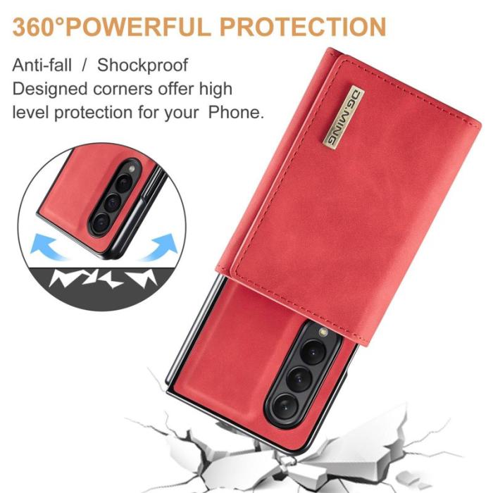 DG.MING - DG.MING Konstläder Plånboksfodral Samsung Galaxy Z Fold3 5G Röd