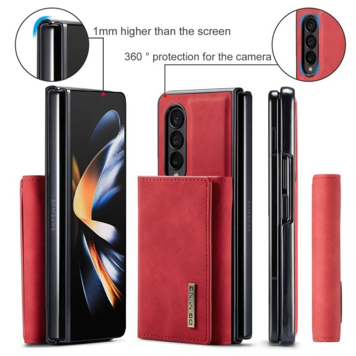 DG.MING - DG.MING Konstläder Plånboksfodral Samsung Galaxy Z Fold3 5G Röd