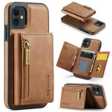 DG.MING - DG.MING iPhone 11 Konstl&auml;der Pl&aring;nboksfodral med kortfickor - Brun