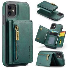 DG.MING - DG.MING iPhone 11 Konstl&auml;der Pl&aring;nboksfodral med kortfickor - Gr&ouml;n