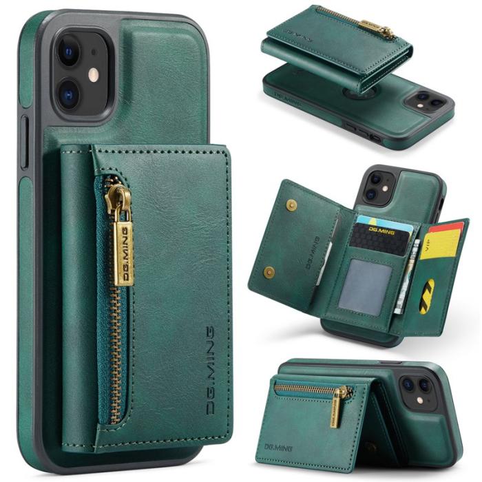 DG.MING - DG.MING iPhone 11 Konstläder Plånboksfodral med kortfickor - Grön