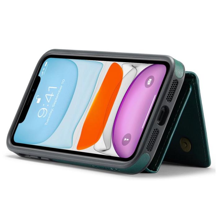 DG.MING - DG.MING iPhone 11 Konstläder Plånboksfodral med kortfickor - Grön