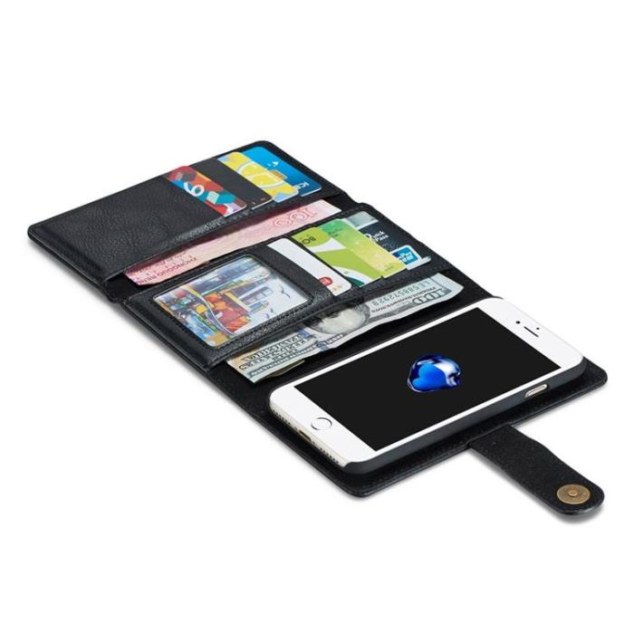 DG.MING - DG.MING Flera Kortplatser Läder Plånboksfodral iPhone 12 Pro Max - Svart