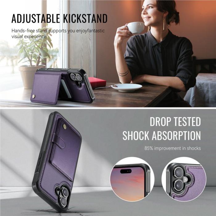 JEEHOOD - JEEHOOD J09 Mobilskal till iPhone 17 RFID Blocker Läder MagSafe - Lila